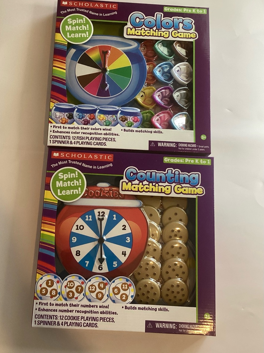 New Scholastic Lot Of 2 Spin,match,learn, Colors Fish Matching & CountingCookies